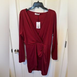 Showpo red dress with cinched waist